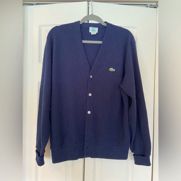 Izod Lacoste Men's Navy Cardigan Sweater - Picture 1 of 4